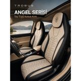 Trobus Renault Clio 4 2012-2019 Uyumlu Angel Serisi Tay Tüyü Bej Siyah Oto Koltuk Kılıfı - Bej - Siyah
