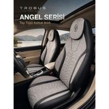 Trobus Renault Clio 4 2012-2019 Uyumlu Angel Serisi Tay Tüyü Gri Siyah Oto Koltuk Kılıfı - Gri - Siyah