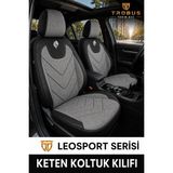Trobus Renault Clio 4 2012-2019 Uyumlu LeoSport Serisi Ortopedik Keten Oto Koltuk Kılıfı Gri Siyah - Gri - Siyah