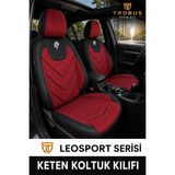 Trobus Renault Clio 4 2012-2019 Uyumlu LeoSport Serisi Ortopedik Keten Oto Koltuk Kılıfı Kırmızı Siyah - Kırmızı - Siyah