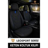 Trobus Renault Clio 4 2012-2019 Uyumlu LeoSport Serisi Ortopedik Keten Oto Koltuk Kılıfı Siyah Mavi - Siyah - Mavi