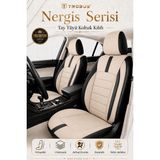Trobus Renault Clio 4 Sport Tourer 2013 ve Sonrası Uyumlu Nergis Serisi Tay Tüyü Bej Siyah Oto Koltuk Kılıfı - Bej - Siyah