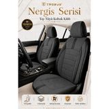 Trobus Renault Clio 4 Sport Tourer 2013 ve Sonrası Uyumlu Nergis Serisi Tay Tüyü Füme Siyah Oto Koltuk Kılıfı - Füme - Siyah
