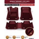Trobus Renault Megane 3 2011-2015 Uyumlu 8d Çift Katmanlı Havuzlu Paspas Kapitone Deri Bordo