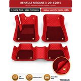 Trobus Renault Megane 3 2011-2015 Uyumlu 8d Çift Katmanlı Havuzlu Paspas Kapitone Deri Kırmızı