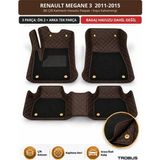 Trobus Renault Megane 3 2011-2015 Uyumlu 8d Çift Katmanlı Havuzlu Paspas Kapitone Deri Koyu Kahverengi