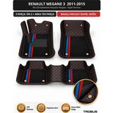 Trobus Renault Megane 3 2011-2015 Uyumlu 8d Çift Katmanlı Havuzlu Paspas Kapitone Deri Siyah Kırmızı - Siyah - Kırmızı
