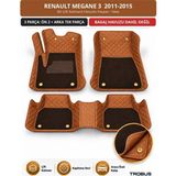 Trobus Renault Megane 3 2011-2015 Uyumlu 8d Çift Katmanlı Havuzlu Paspas Kapitone Deri Taba