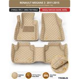 Trobus Renault Megane 3 2011-2015 Uyumlu 8d Tek Katmanlı Havuzlu Paspas Kapitone Deri Bej
