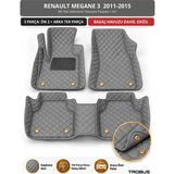 Trobus Renault Megane 3 2011-2015 Uyumlu 8d Tek Katmanlı Havuzlu Paspas Kapitone Deri Gri