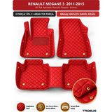 Trobus Renault Megane 3 2011-2015 Uyumlu 8d Tek Katmanlı Havuzlu Paspas Kapitone Deri Kırmızı
