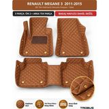 Trobus Renault Megane 3 2011-2015 Uyumlu 8d Tek Katmanlı Havuzlu Paspas Kapitone Deri Taba
