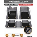 Trobus Renault Megane 4 2016-2024 Uyumlu 8d Çift Katmanlı Havuzlu Paspas Kapitone Deri Gri