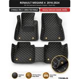Trobus Renault Megane 4 2016-2024 Uyumlu 8d Tek Katmanlı Havuzlu Paspas Kapitone Deri Siyah Bej - Siyah - Bej