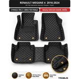 Trobus Renault Megane 4 2016-2024 Uyumlu 8d Tek Katmanlı Havuzlu Paspas Kapitone Deri Siyah