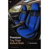 Trobus Renault R9 Broadway 1990-2000 Uyumlu Apex Serisi Tay Tüyü Bel Destekli Mavi Siyah Koltuk Kılıfı - Mavi - Siyah