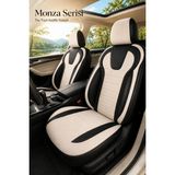 Trobus Renault R9 Broadway 1990-2000 Uyumlu Monza Serisi Tay Tüyü Bej Siyah Oto Koltuk Kılıfı - Bej - Siyah