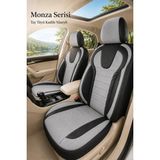 Trobus Renault R9 Broadway 1990-2000 Uyumlu Monza Serisi Tay Tüyü Gri Siyah Oto Koltuk Kılıfı - Gri - Siyah