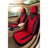 Trobus Renault R9 Broadway 1990-2000 Uyumlu Monza Serisi Tay Tüyü Siyah Kırmızı Oto Koltuk Kılıfı - Siyah - Kırmızı