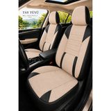 Trobus Renault R9 Broadway 1990-2000 Uyumlu Nova Serisi Tay Tüyü Bej Siyah Oto Koltuk Kılıfı - Bej - Siyah