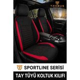 Trobus Renault R9 Broadway 1990-2000 Uyumlu Sportline Serisi Tay Tüyü Siyah Kırmızı Oto Koltuk Kılıfı - Siyah - Kırmızı