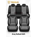 TROBUS Renault R9 Broadway / Spring / Fairway 1990-2000 Araca Uyumlu Koton Kumaş Kapitone Bel Destekli Koltuk Kılıfı SoftCotton Serisi Füme-Siyah