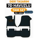 Trobus Toyota Corolla Hatchback - Benzin & Lpg 2018 Sonrası 7d Havuzlu Deri Oto Paspas Seti - [siyah Mavi] - Siyah - Mavi