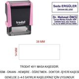 Trodat 4911 Isim Ünvan Kaşesi - Pastel Pemve - Mavi Mürekkep