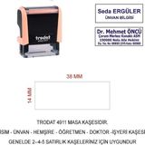 Trodat 4911 Isim Ünvan Kaşesi - Pastel Turuncu - Mavi Mürekkep