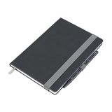 TROIKA Original A5 not defteri, tükenmez kalem dahil, elastik bant, kalem halkası, kitap ayracı, toplantılar, yapılacaklar, günlük için, FSC kağıt, suni deri, metal, siyah