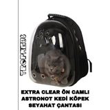 Tropheus Ekstra Clear Camlı Astronot Kedi Taşıma Çantası - Siyah