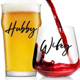 TrophyToast Çiftler için Düğün Hediyeleri, 2024 Hubby & Wifey Şarap Bira Bardağı Seti, Gelin Duş Hediyeleri, Yeni Evli Çiftler için Düğün, Nişan, Gelin ve Damat için Benzersiz Hediye
