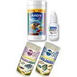 Tropical Mix Selection 125ML Lepistes-Melek-Moli Balık Yemi, Pro Energy Mix 100ML, Spirulina Garlic 100ML - 125ML+2x100ML Rose