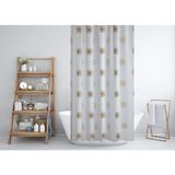 Tropik Home 3 Boyutlu Duş Perdesi-Kahverengi Kareli Banyo Perdesi, Lüx Küvet Perdesi 180x200cm Duşakabin Perde - 180 x 200 cm - Altın