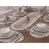 Tropik Home 6 Kişilik Amerikan Servis Supla ve Runner Takımı 7 Parça Çeyiz Seti Nakışlı Masa ve Sunum Seti Kırık Beyaz Vivien - 0,5 x 9 cm - Çok Renkli