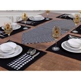Tropik Home 8 Kişilik Moena Siyah Ekose Desen Amerikan Servis & Supla ve Runner Seti - 35 x 45 cm