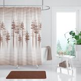 Tropik Home Ağaç Desen Banyo Perdesi, Kahverengi Duş Perdesi-Banyo Dekorasyon Perdesi-Lüx Küvet Perdesi - Krem - 100 x 180 cm