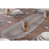 Tropik Home Amerikan Servis Çeyizlik Tek Runner-Çeyiz Runner Set, Sehpa Üstü Runner Gri Runner - 110 x 32 cm - Renkli