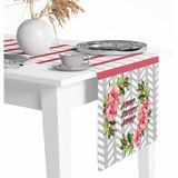 Tropik Home Amerikan Servis Dijital Baskılı Home Sweet Desen Renkli Masa Sunum Runner 40X145 Tropikhome - 40 x 145 cm - Çizgili Pembe