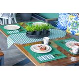 Tropik home Amerikan Servis Moena Dinner Runner Seti 6 Kişilik Set Yeşil Ekose Desen Salon ve Masa Sunum Takımı