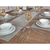 Tropik Home Amerikan Servis Supla Takımı ve Runner Seti 6 Peçeteli 7 Parça Set 32 x 32 cm - Gri