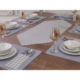 Tropik Home Amerikan Servis Supla ve Runner Seti 12 Kişilik Set Gri Ekose Desen Salon ve Masa Sunum Takımı - 35 x 45 cm