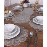 Tropik Home Amerikan Servis Vincent Gri Renkli Supla ve Runner 6 Kişilik Seti Masa ve Salon Sunum Takımı - 40 x 40 cm - Açık Gri