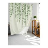 Tropik Home Banyo Duş Perdesi Sarmaşık Desen Yeşil Dijital Baskılı Banyo Perdesi, Tek Kanat C Halka-180x200 cm