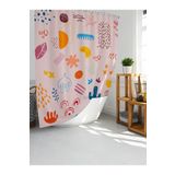 Tropik Home Banyo Duş Perdesi Sevimli Desen Pembe Dijital Baskılı Banyo Perdesi, Tek Kanat C Halkalı-180x200 Cm
