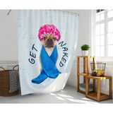 Tropik Home Banyo Duş Perdesi Sevimli Köpek Desen Dijital Baskılı Banyo Perdesi, Tek Kanat C HALKALI-180X200 cm - Renkli - 180 x 200 cm