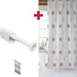 Tropik Home Banyo Perdesi Askı Hediyeli 180X200CM Tek Kanat Duş Perdesi, Kare Desen Banyo Duş Perdesi - 180 x 200 cm - Renkli