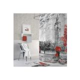 Tropik Home Banyo Perdesi Bigben Londra Desenli Baskılı Solmaz Su Geçirmez Duş Perdesi 12 C Halka Hediye 180x200