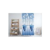 Tropik Home Banyo Perdesi Buz Dağlı Desenli Mavi Duş Perdesi Plastik C-Halka Hediye 180x200cm Banyo Perdeleri