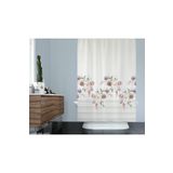 Tropik Home Banyo Perdesi Gül Desen Yerli Üretim Duş Perdesi Plastik C-Halka Hediye 180x200cm Banyo Perdeleri
